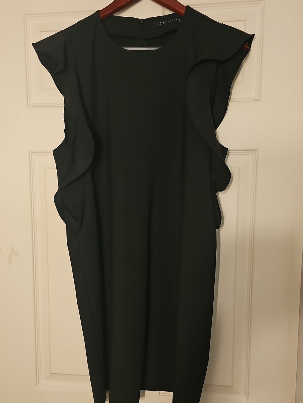 Zara Black Ruffle-Trim Sheath Dress